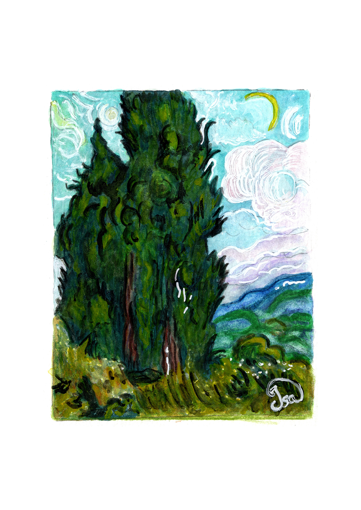 Van Gogh, les cyprès à Saint-Rémy-de-Provence