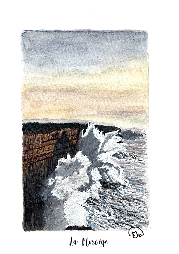 La Norvège, les falaises surplombant la mer