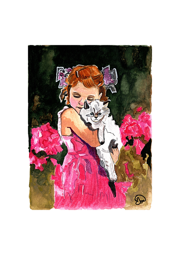 Fillette avec un chat